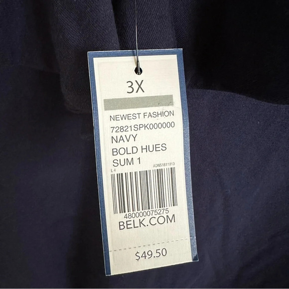 NWT Crown & Ivy Curvy 3X Navy Blue Modal Blend Knit Ruffle Tank Top V Neck New - Picture 5 of 5